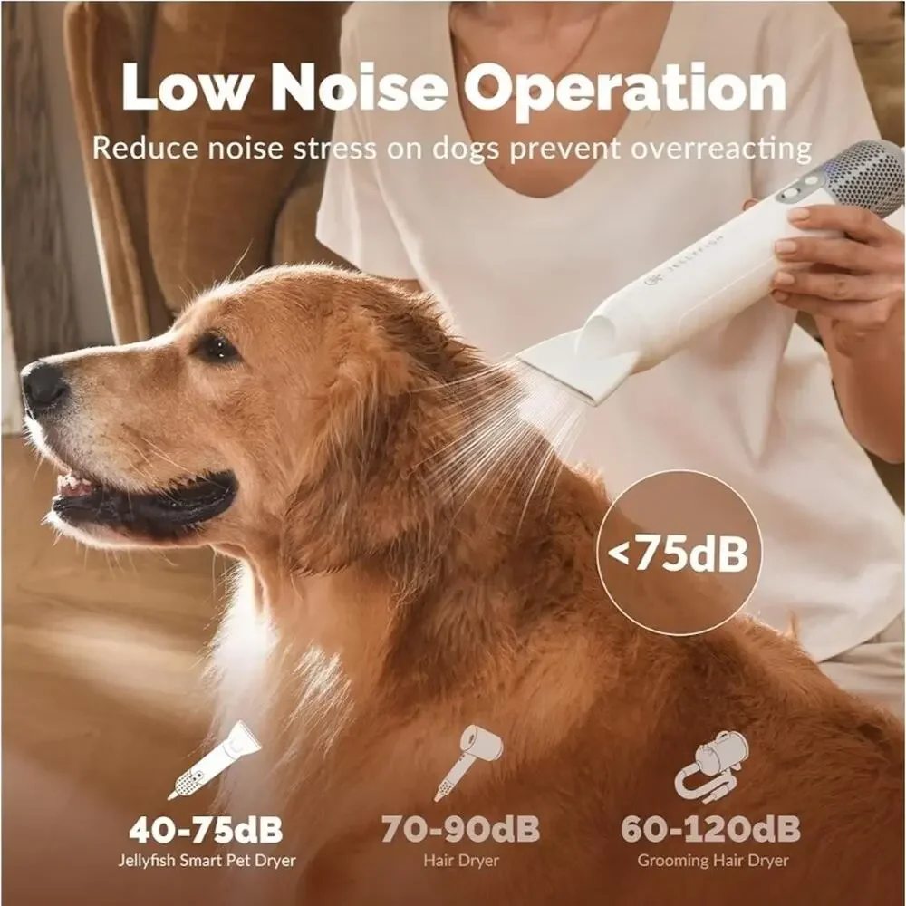 Jellyfish Handheld Dog Dryer, 1.21 lb Lightweight, 2 Speeds, 4 Temp, Portable